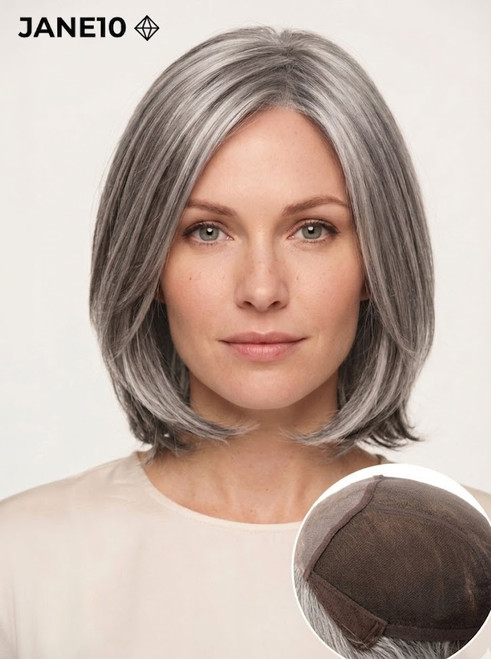 Jane10 - Premium Grey Hair Bob Wigs