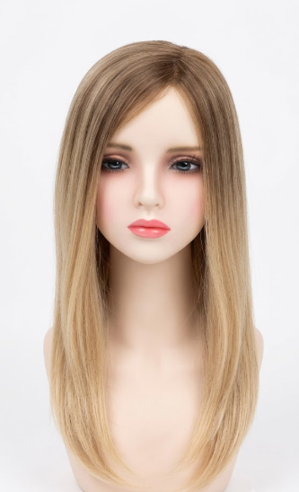 J214-Premium Human Hair Mono Top Weft Back Women Wig