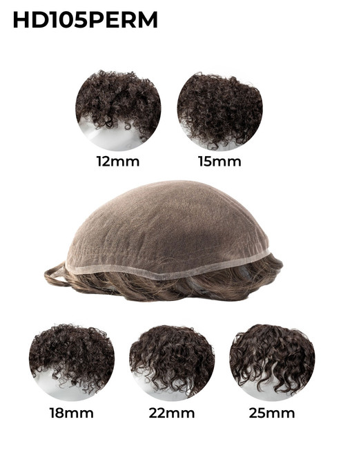 French Lace Permed Wavy Curly Human Hair Toupee Wig for Men
