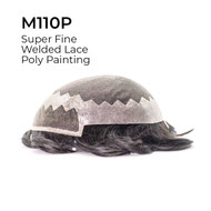 Toupee M110P Super Fine Welded Lace Hairpiece for Men with Clear Poly Painting Perimeter