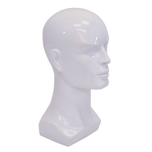 Male Mannequin Head - Glossy White