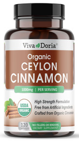 Organic Ceylon Cinnamon 1000mg, 120 Vegetable Capsules