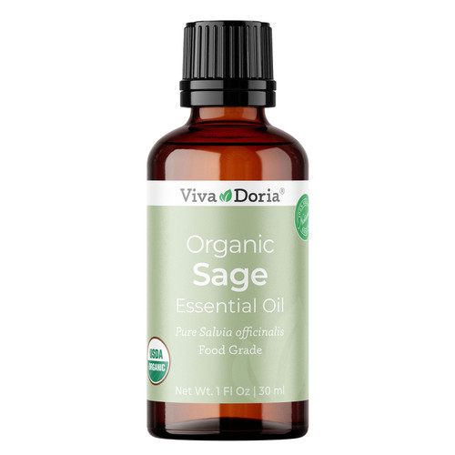 Sage Essential Oil, USDA Certified Organic, Food Grade, 30 mL (1 Fluid Ounce)