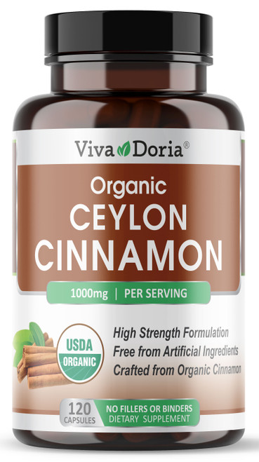 Organic Ceylon Cinnamon 1000mg, 120 Vegetable Capsules