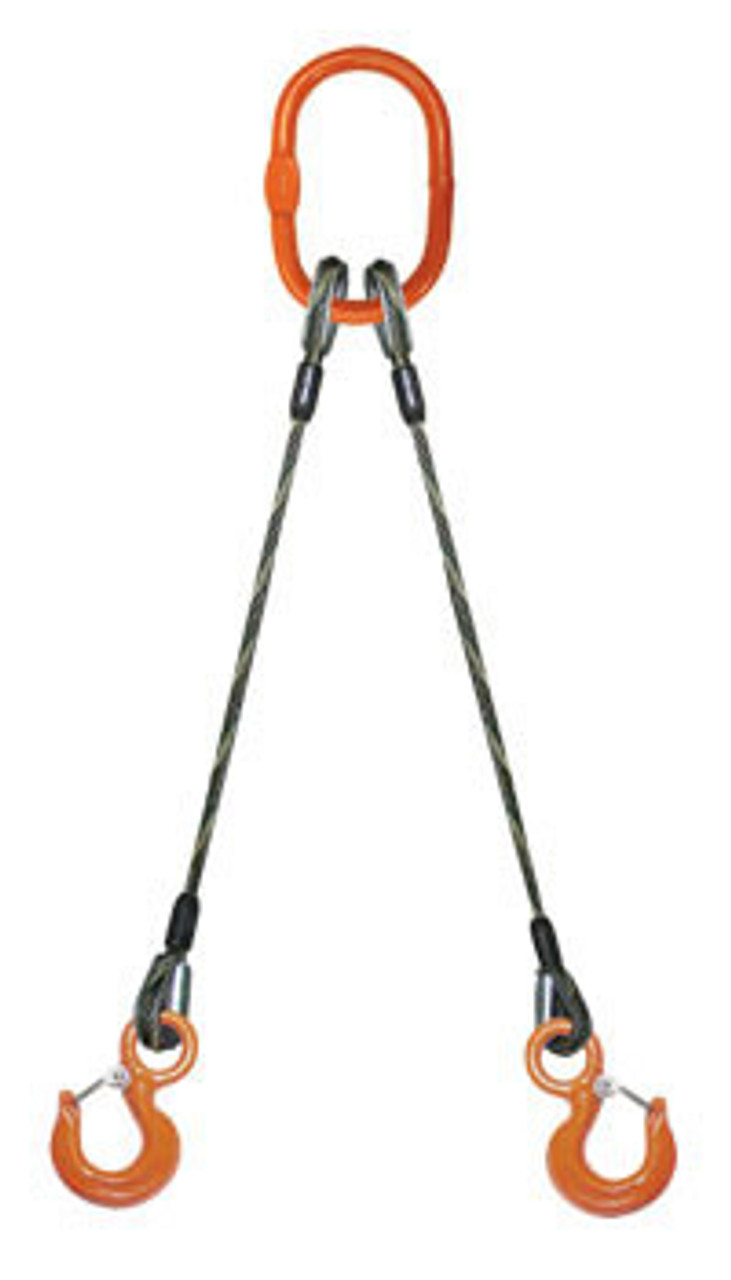Talon - DO 2,200lb., 1/4 Domestic Wire Rope 2-Leg Bridle Sling w/Hooks  WRSBR2-0404