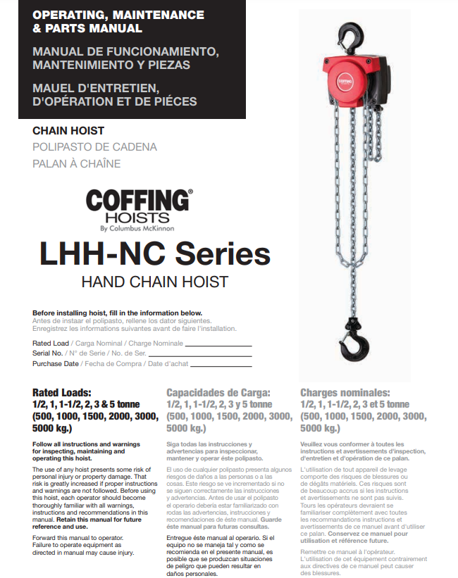 Coffing LHH-NC Manual