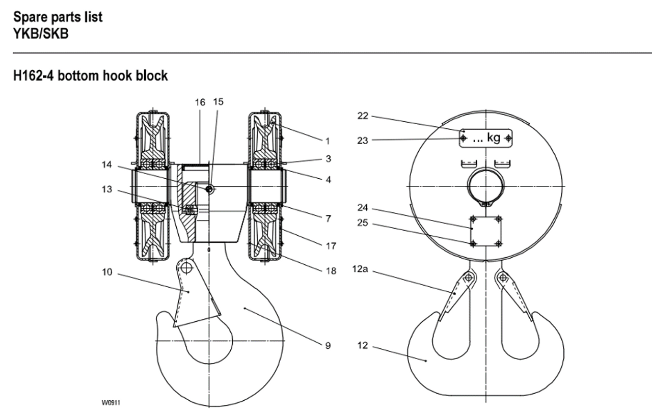 Shop All - Hoist Parts - Yale Hoist Parts - Yale YK Parts - H162-4 Bottom  Hook Block - Ace Industries