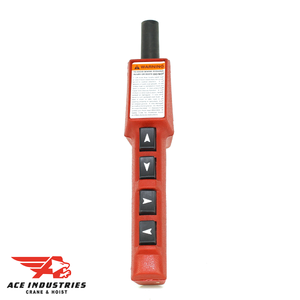 The Coffing 4-Button Pendant Station (534K98) provides versatile hoist control with 4 buttons, ergonomic grip, and durable construction for reliable and safe hoisting operations. The Coffing 4-Button Pendant Station (534K98) provides versatile hoist control with 4 buttons, ergonomic grip, and durable construction for reliable and safe hoisting operations.