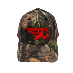 Camo trucker hat with the Ace logo