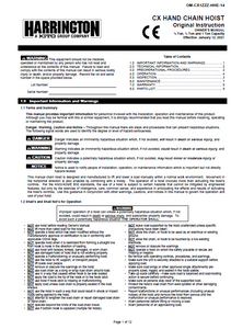 Harrington CX Series Chainfall Manual Harrington CX Series Chainfall Manual