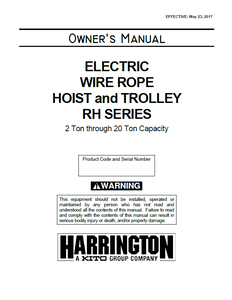 Harrington RH Series Wire Rope Hoist & Trolley Manual Harrington RH Series Wire Rope Hoist & Trolley Manual