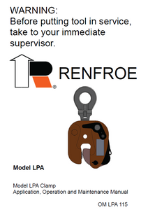 J.C. Renfroe Model LPA Clamp Manual J.C. Renfroe Model LPA Clamp Manual