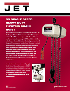 JET SSC Electric Hoist Brochure JET SSC Electric Hoist Brochure