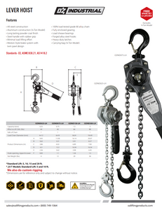 OZ Industrial Lever Hoist Brochure OZ Industrial Lever Hoist Brochure