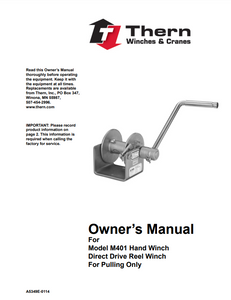 Thern M401 Series Direct Drive Reel Hand Winch Manual