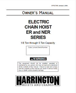 Harrington ER & NER Series Electric Chain Hoist Manual, 2006