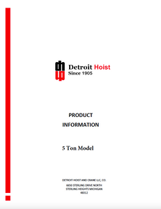 Detroit 5 Ton Wire Rope Hoist DRB10M28-26 Manual