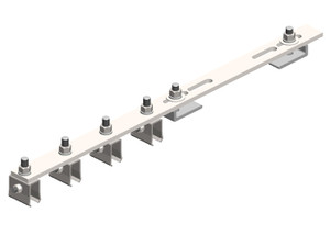 Conductix 8-Bar, Bracket, Flange, with Hanger Clamps, Steel Cross-Bolt, 4 on one side, 21.75 inch L Conductix 8-Bar, Bracket, Flange, with Hanger Clamps, Steel Cross-Bolt, 4 on one side, 21.75 inch L