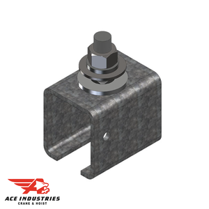 Conductix Standard Duty C-Track Hanger Bracket: Galv steel, end-feed style. Reliable support for festoon track on angle iron cross arm supports. Conductix Standard Duty C-Track Hanger Bracket: Galv steel, end-feed style. Reliable support for festoon track on angle iron cross arm supports.