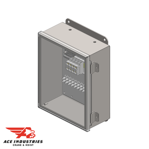 Conductix Junction Box: NEMA 4X enclosure with 12-Pole Control + 4 Power terminals. 10" x 8" x 4" size.