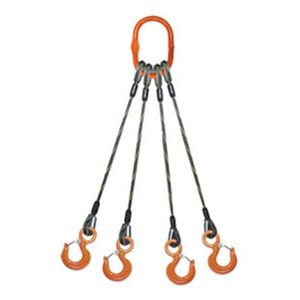 Talon -QO 4,400lb., 1/4" Imported Wire Rope 4-Leg Bridle Sling w/Hooks