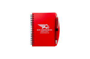 ace industries red notebook with pen
