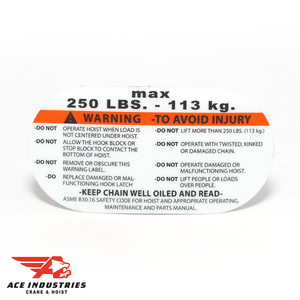 Capacity Warning Label (1157) Capacity Warning Label (1157)