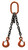 DO 1/2" Double Leg 24,000 lb. WLL, Grade 80 Chain Sling w/Oblong Link and 2 Hooks