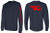 Navy blue long sleeve shirt with the horizontal Ace logo printed in red on the arm and the logomark printed full width on the back.