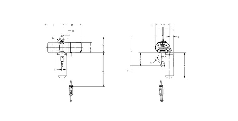 Cm Model Ton CM Lodestar Model L 1 Ton Electric Hoist, 16 fpm Single Speed 3522NH
