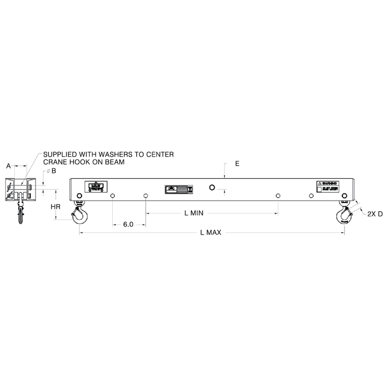 M & W Ultra Low Headroom Lifting Beams, 1,000 lb. Working Load Limit 16484