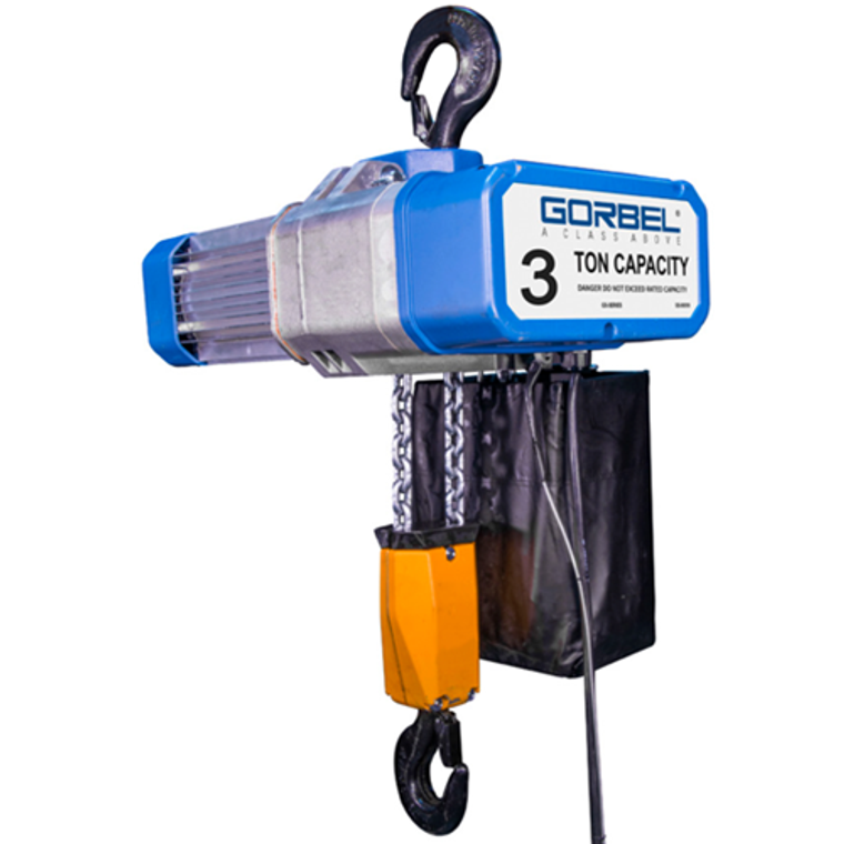 Gorbel GS Series 3 Ton Dual Speed 12/3 fpm,  2 Chain Electric Chain Hoist