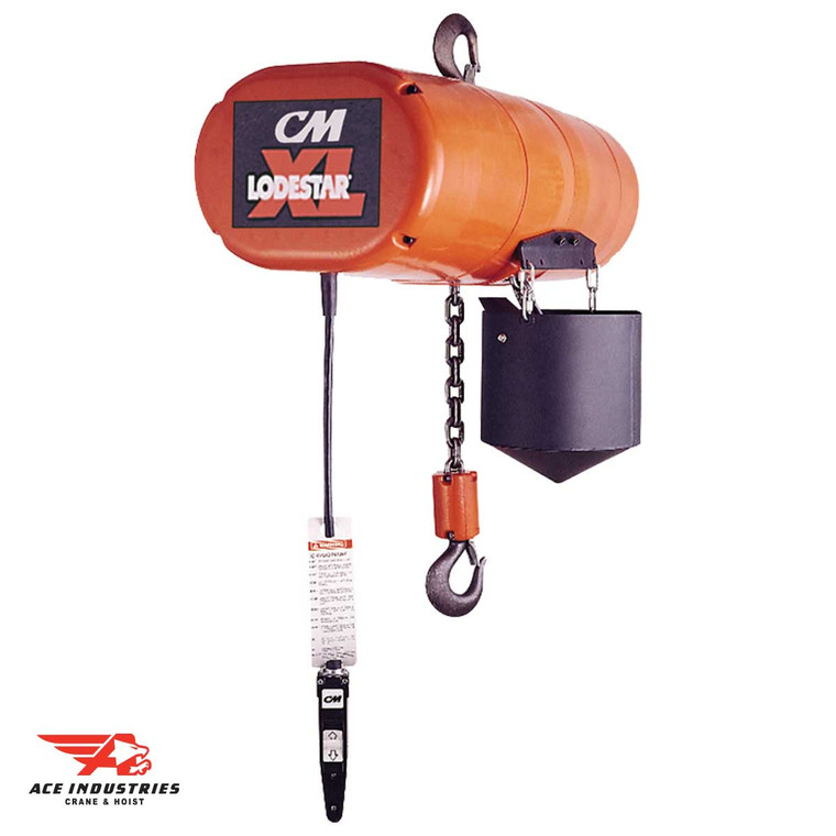 CM Lodestar XL 5 Ton Electric Hoist 9 fpm, Three Phase - 3.5 HP