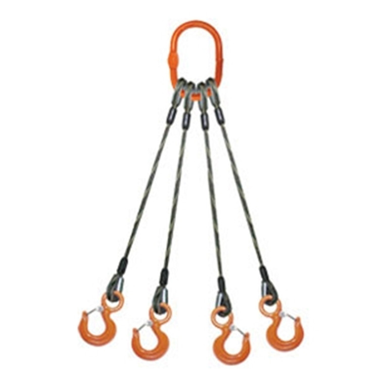 Talon -DO 102,000 lbs., 1-1/4 Domestic Wire Rope 4-Leg Bridle Sling  w/Hooks (STRWRSBR4-2006) WRSBR4-2006