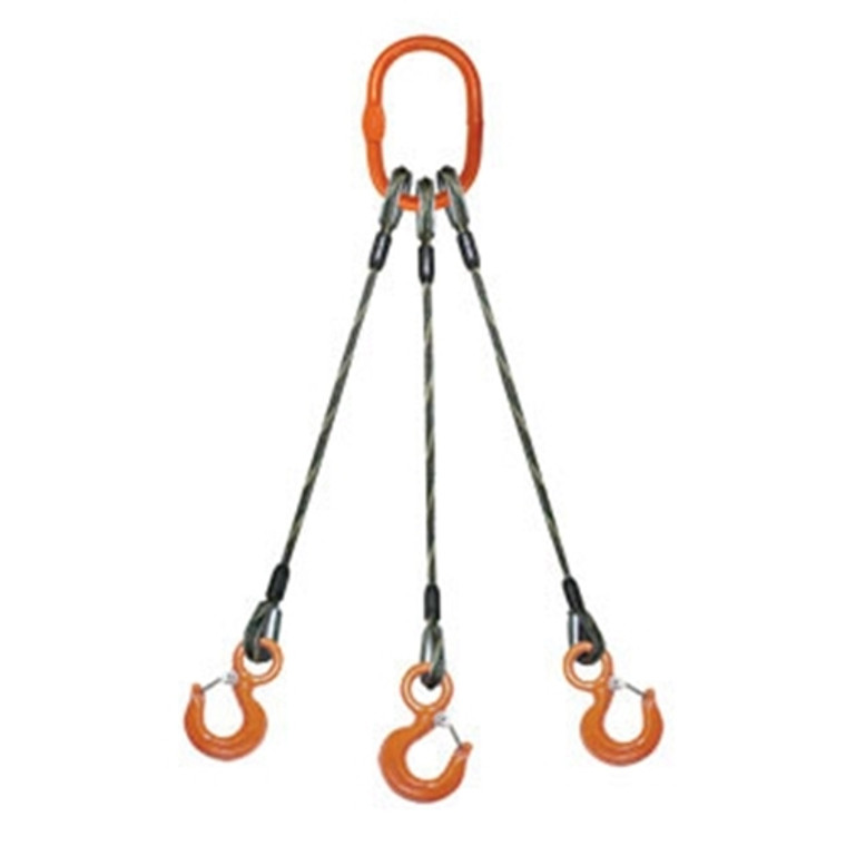 Ace Industries TO 20,000lb.,  5/8" Imported Wire Rope 3-Leg Bridle Sling w/Hooks