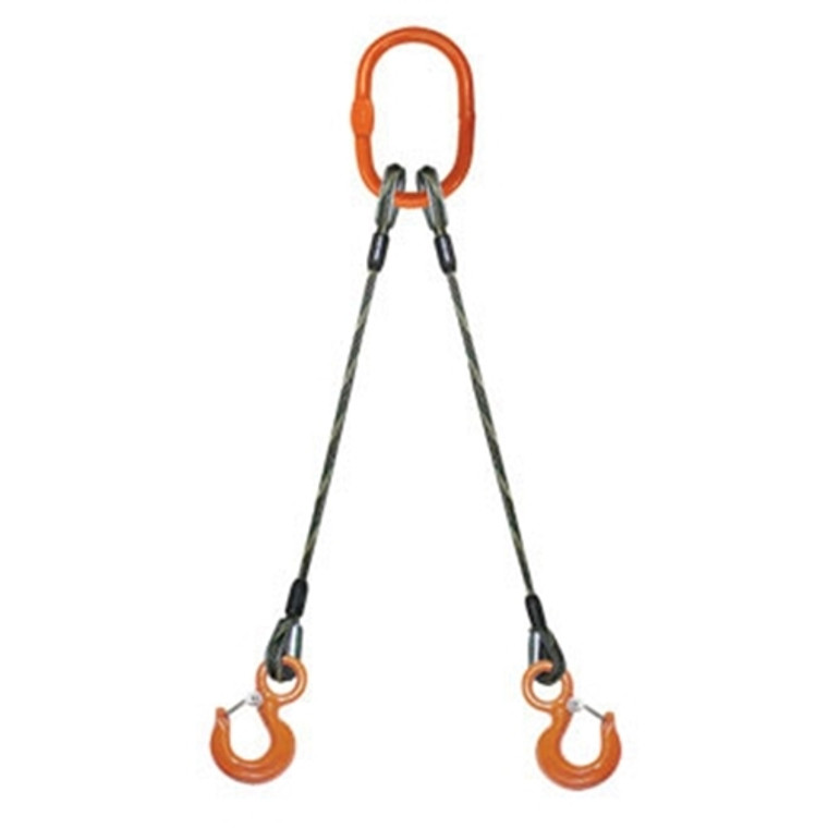 Ace Industries DO 34,000 lb., 1" Imported Wire Rope 2-Leg Bridle Sling w/ Hooks