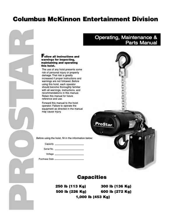 CM Electric Pro star Manual