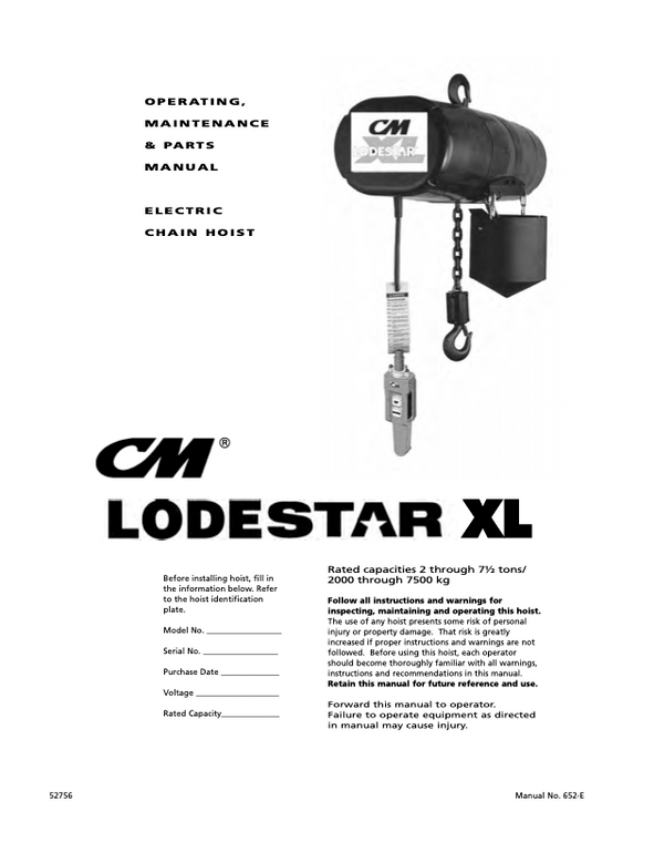 CM Lodestar XL Manual
