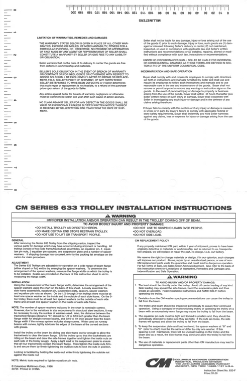 CM 633 Trolley  Manual