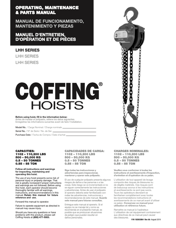 Coffing Hand Chain Hoist- Manual