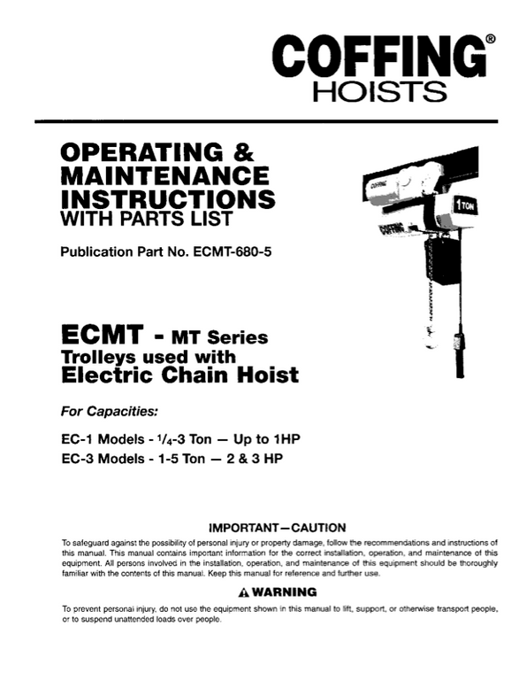 Coffing EC, ECGT, ECMT Trolley - Manual