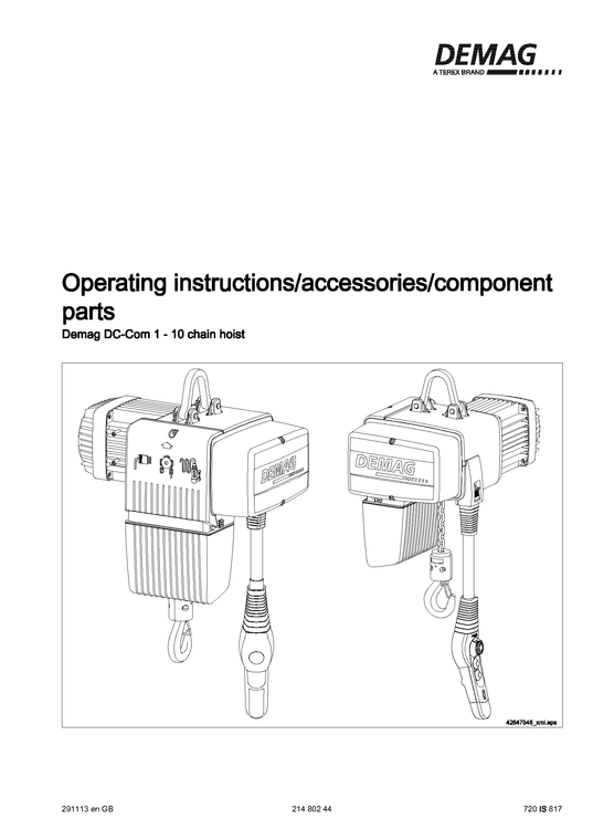 Demag DC-Com Series Electric Chain Hoist Manual