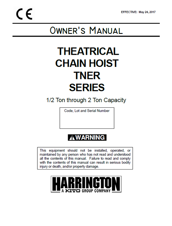Harrington TNER Series Electric Chain Hoist Manual