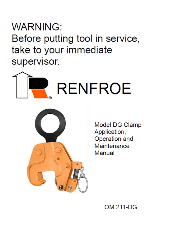 J.C Renfroe Model DG Clamp Manual