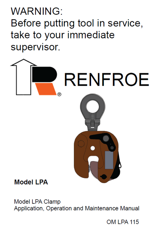 J.C. Renfroe Model LPA Clamp Manual