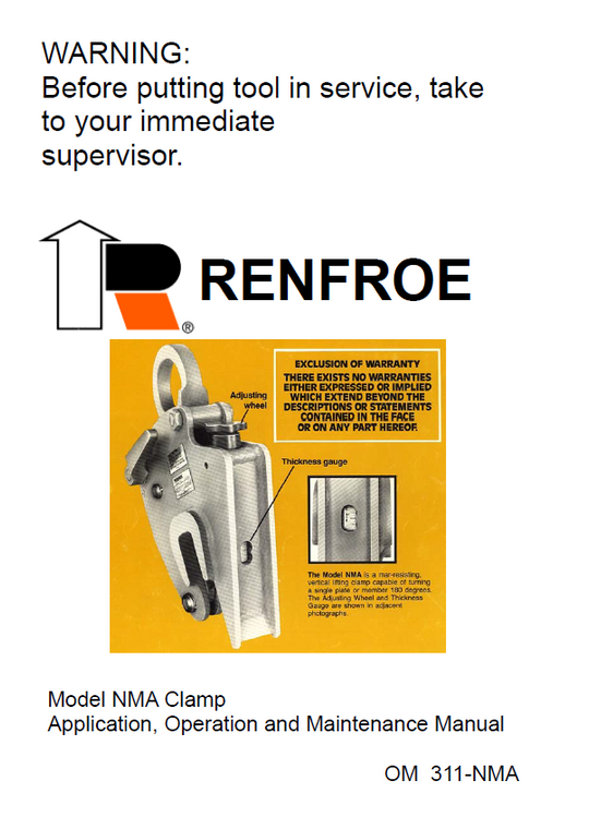 J.C. Renfroe Model NMA Clamp Manual