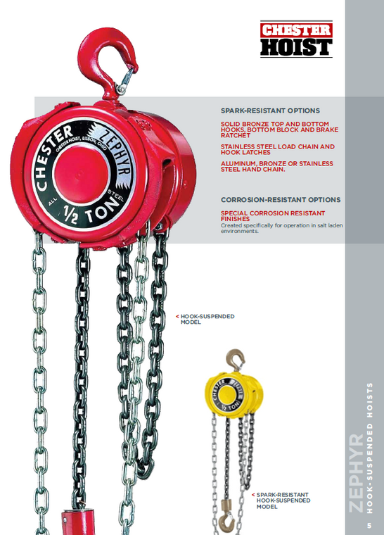 Chester Zephyr Hand Chain Hoist Brochure