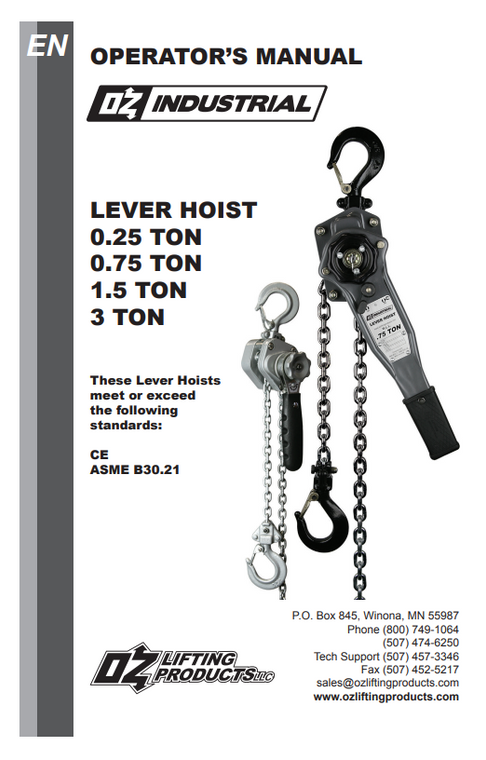 OZ Industrial Lever Hoist Manual