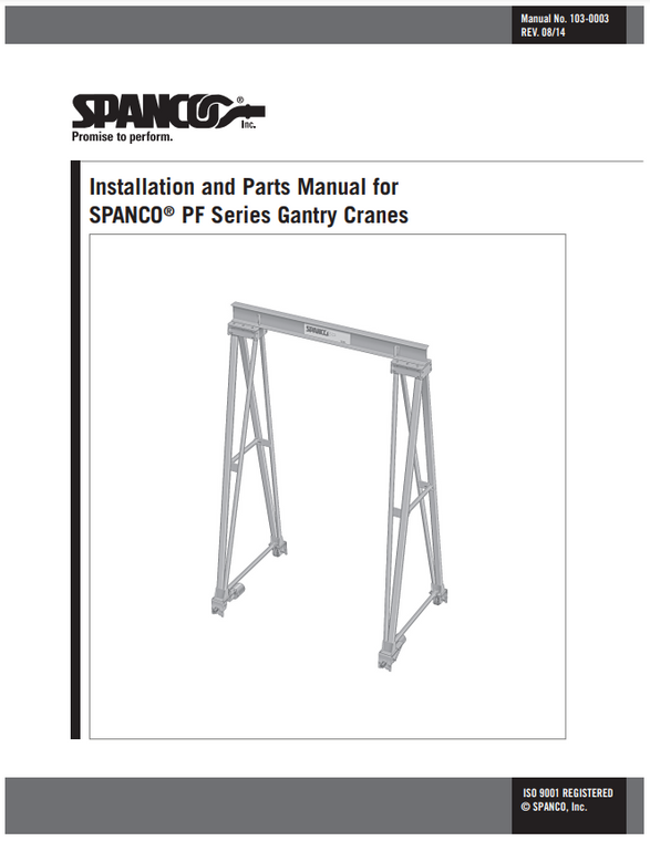 Spanco PF Series Gantry Crane Manual