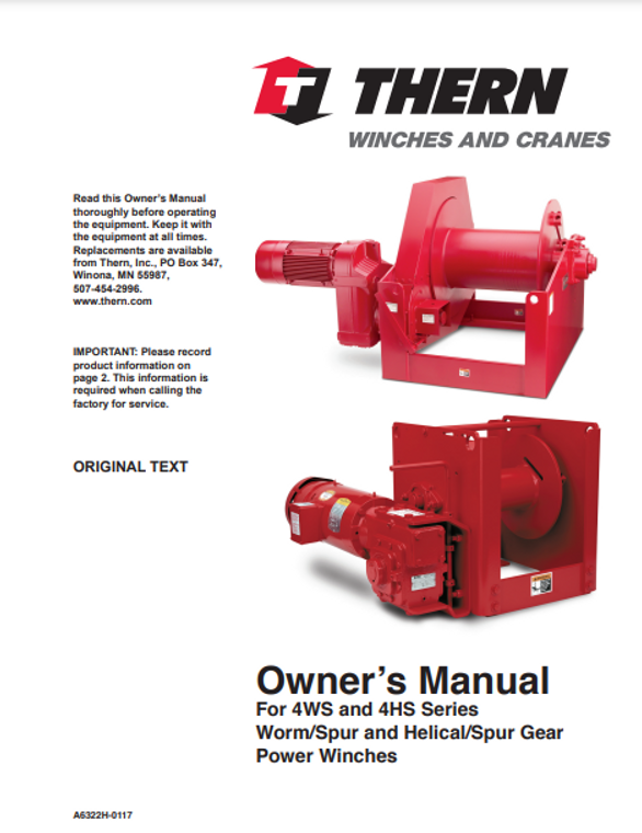 Thern 4WS / 4HS Series Power Winches Manual